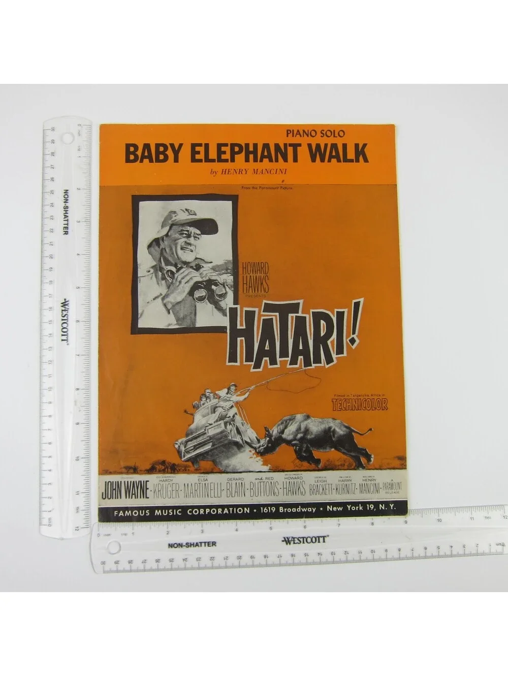 Baby Elephant Walk Sheet Music Hatari John Wayne Henry Mancini Vintage 1962